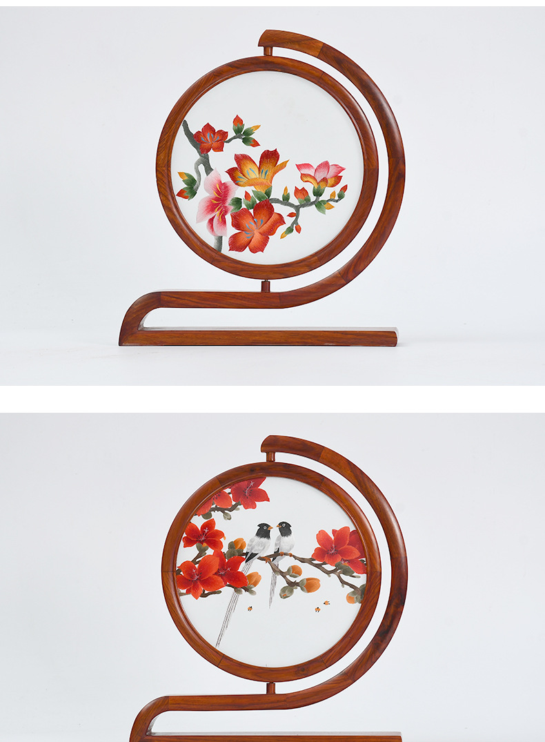 苏州刺绣摆件古风中式屏风手工苏绣台屏双面绣摆台中国风商务礼品1详情21