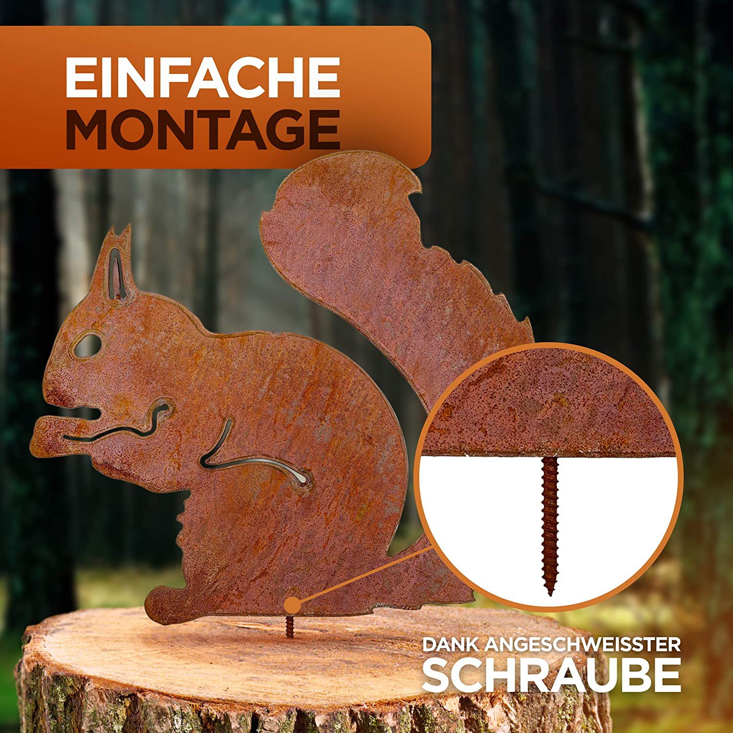 现货庭院户外生锈松鼠创意剪影摆件Rusty Squirrel Sitting Tree详情9