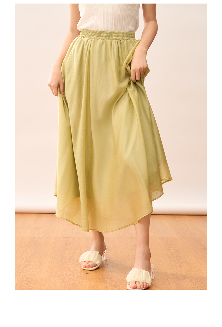 【盛都】清仓特价款轻盈气质天丝飘逸高腰设计感A字半身裙中长详情10