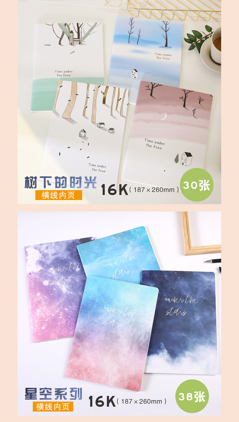 B5 notebook 16k kraft paper thread book, student error-correcting reading notes, blank English composition text pic 7