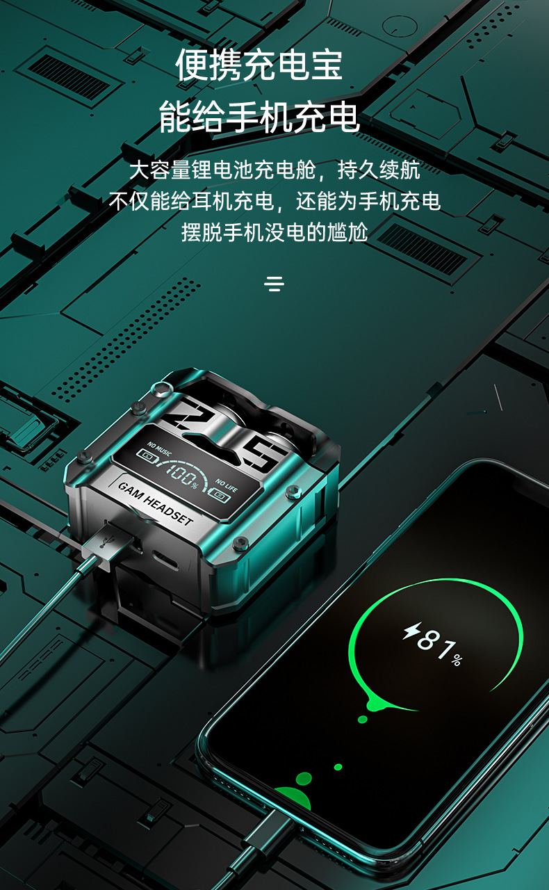 M25跨境新品私模TWS降噪低延迟入耳式蓝牙耳机双耳游戏耳工厂直销详情13