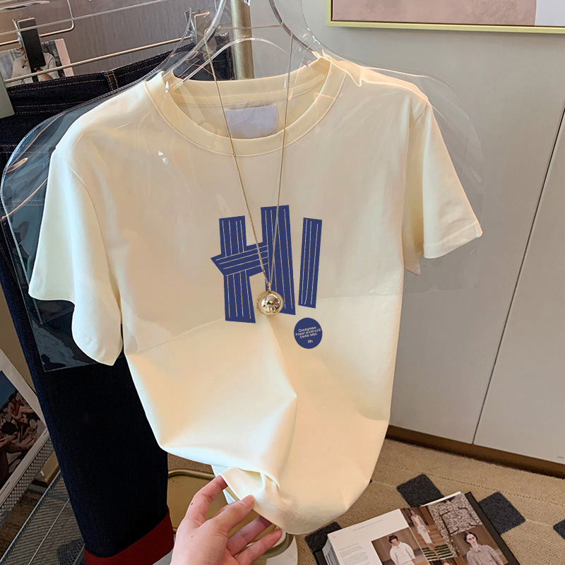 圆领短袖T恤女2025夏季新款精梳棉时尚百搭洋气减龄宽松显瘦ins潮详情7