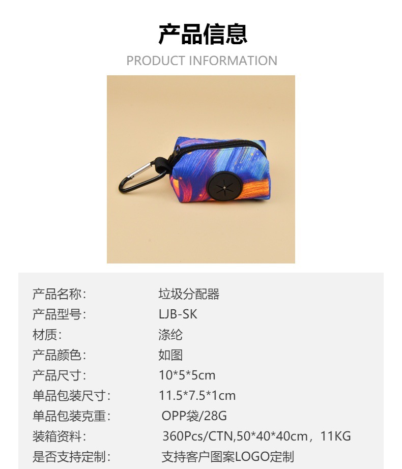 Factory wholesale of hot-selling fashionable printed new pet dog travel garbage bags, storage bags and dog poop bags pic 1