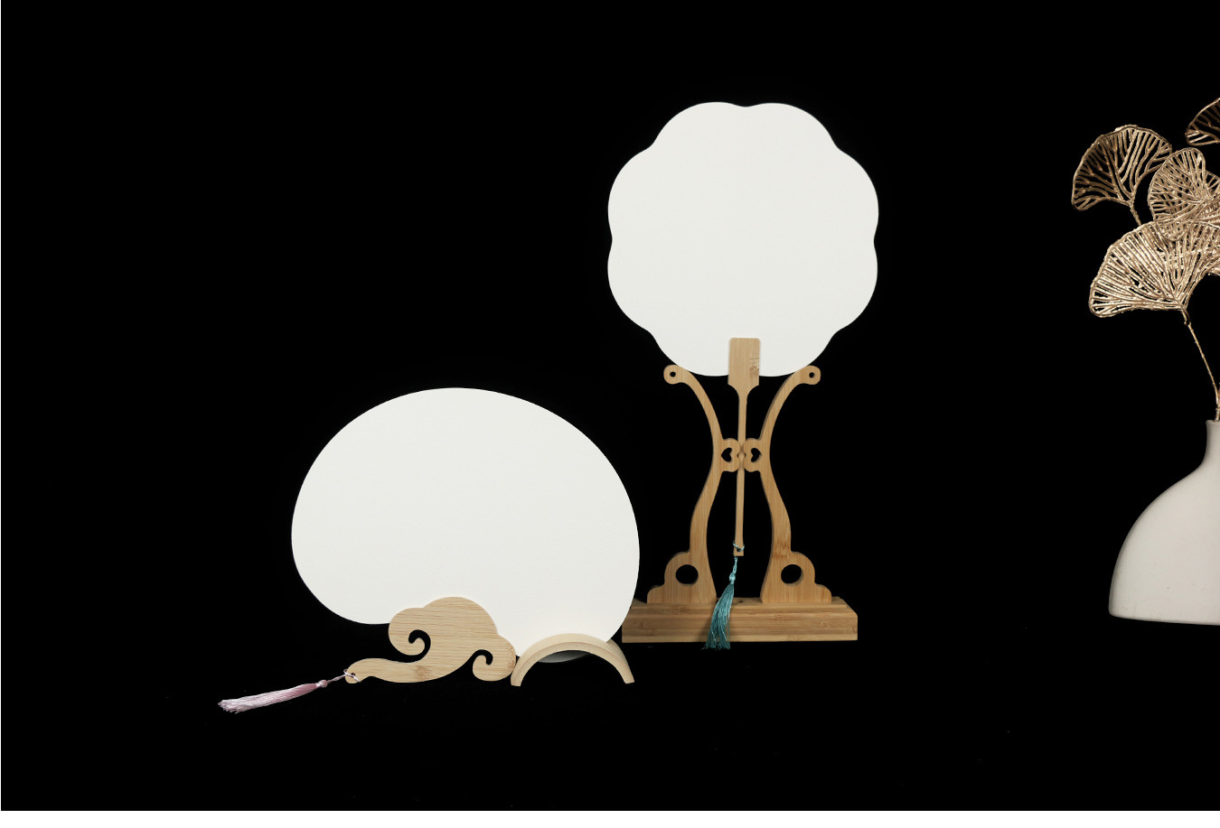 生宣团扇双面加厚宣纸空白卡纸扇手绘国画书法diy长柄扇子批发详情6