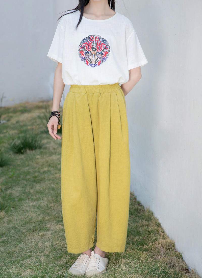 New Spring/Summer 2023 artistic and retro loose linen drape casual pants pic 22