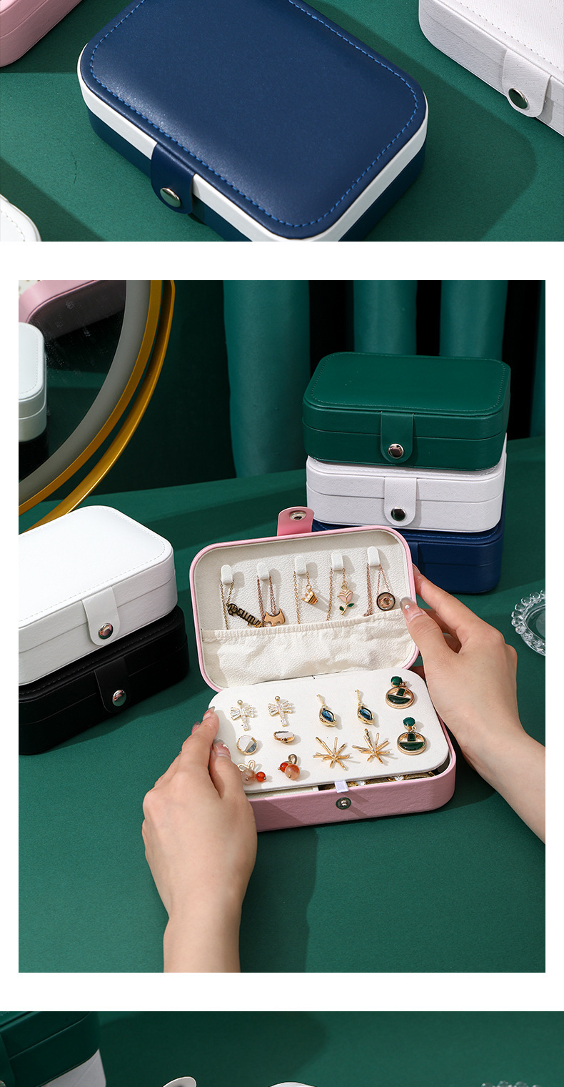 【跨境专供】 双层便携式大容量首饰盒饰品收纳盒首饰收纳戒指珠详情15