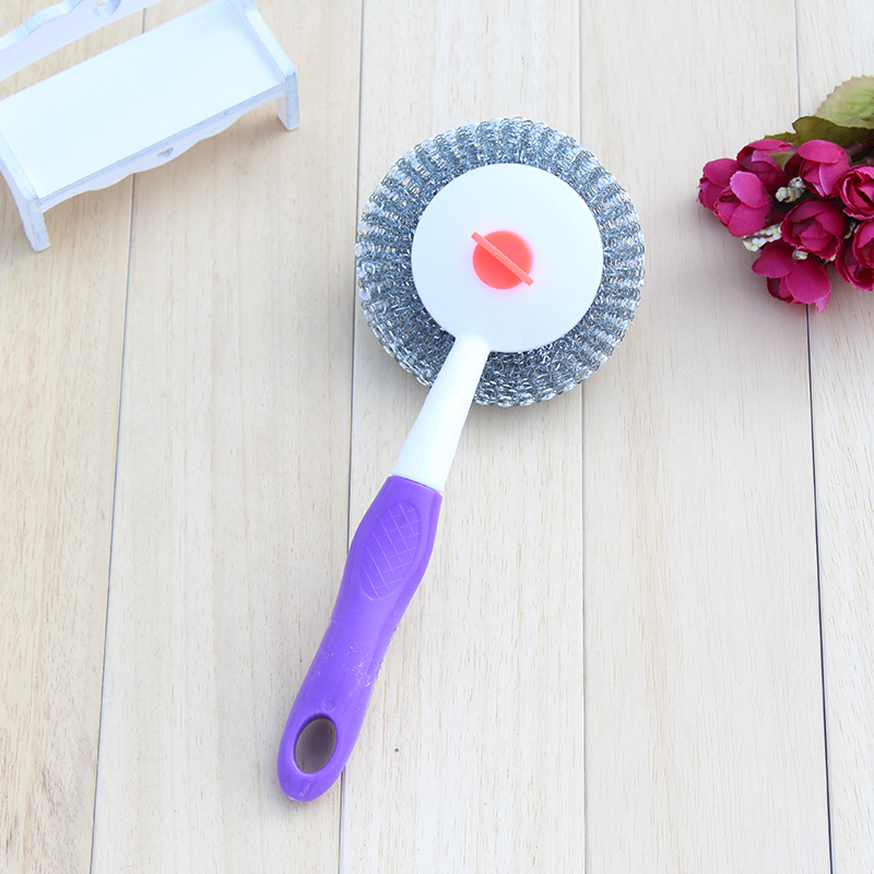 Plastic long-handled decontamination and cleaning brush, stainless steel round pot and bowl brush, 2-yuan store street stall wholesale pic 9