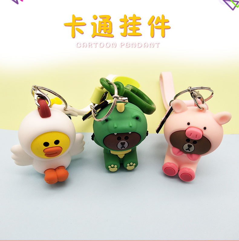 Cartoon jungle Bear series keychains, cute Korean Instagram car key chains, creative bag pendants pic 1