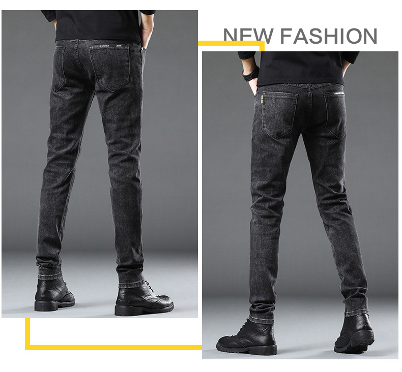 新款男士牛仔裤男宽松小脚日系弹力春秋季休闲裤子男装皮带长裤潮详情30