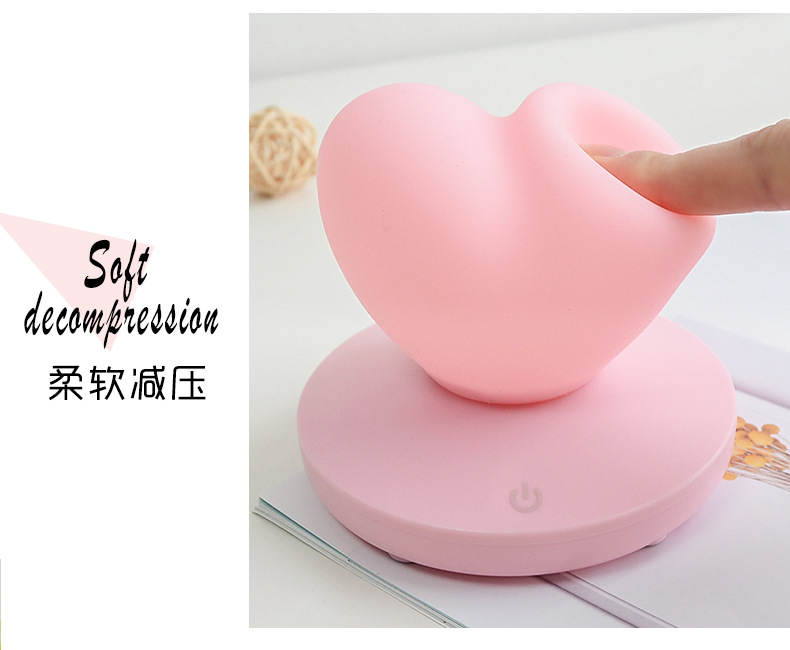 New heart-shaped night light led Cross-border usb creative new and unique silicone ambient light bedside touch light Amazon pic 25