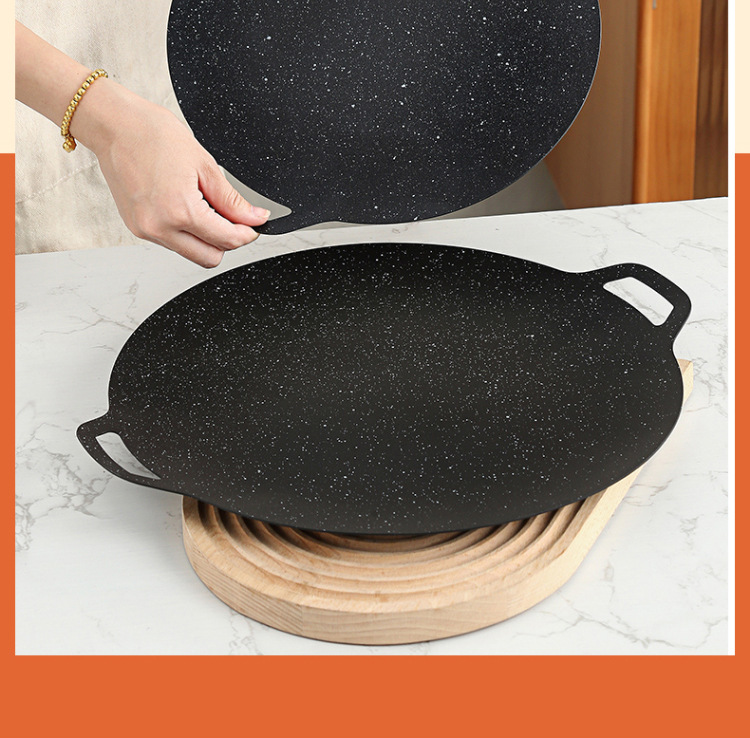 韩式户外烤盘家用麦饭石电磁炉烤肉盘商用不粘锅卡式炉铁板烧烤盘详情12