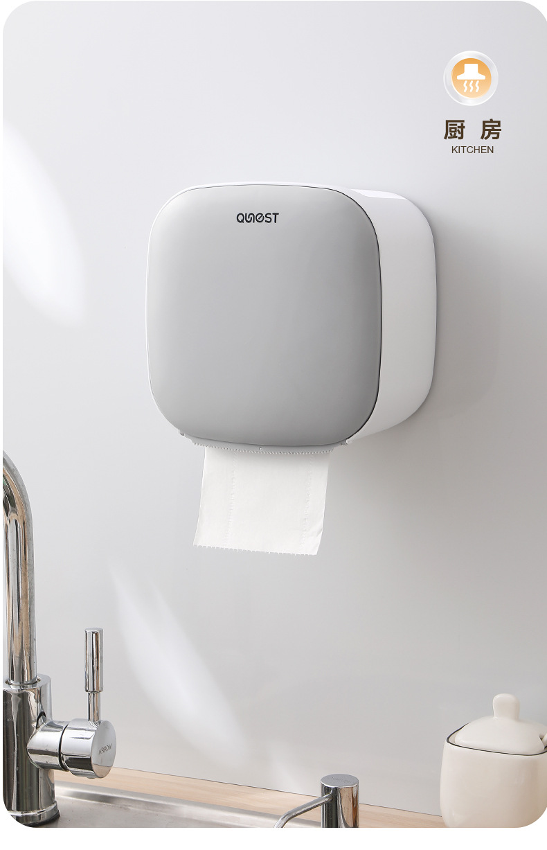 卫生间纸巾盒厕所卫生纸置物架厕纸盒免打孔防水卷纸筒创意抽纸盒详情16