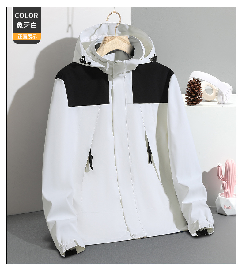 冲锋衣外套男士春秋季2024新款潮牌防水拼接上衣服连帽夹克可拆卸详情18