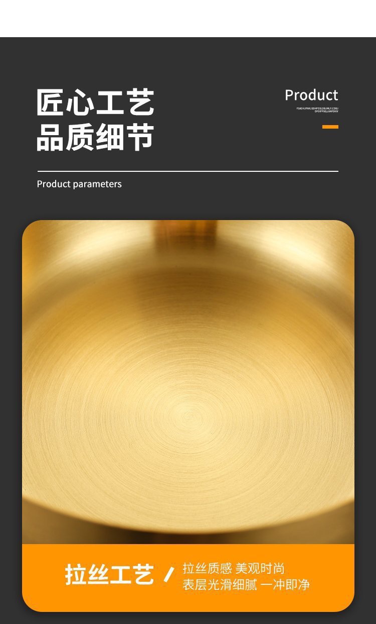 韩式加高拉面锅海鲜锅不锈钢锅双耳汤锅网红泡面锅单人小火锅金色详情11