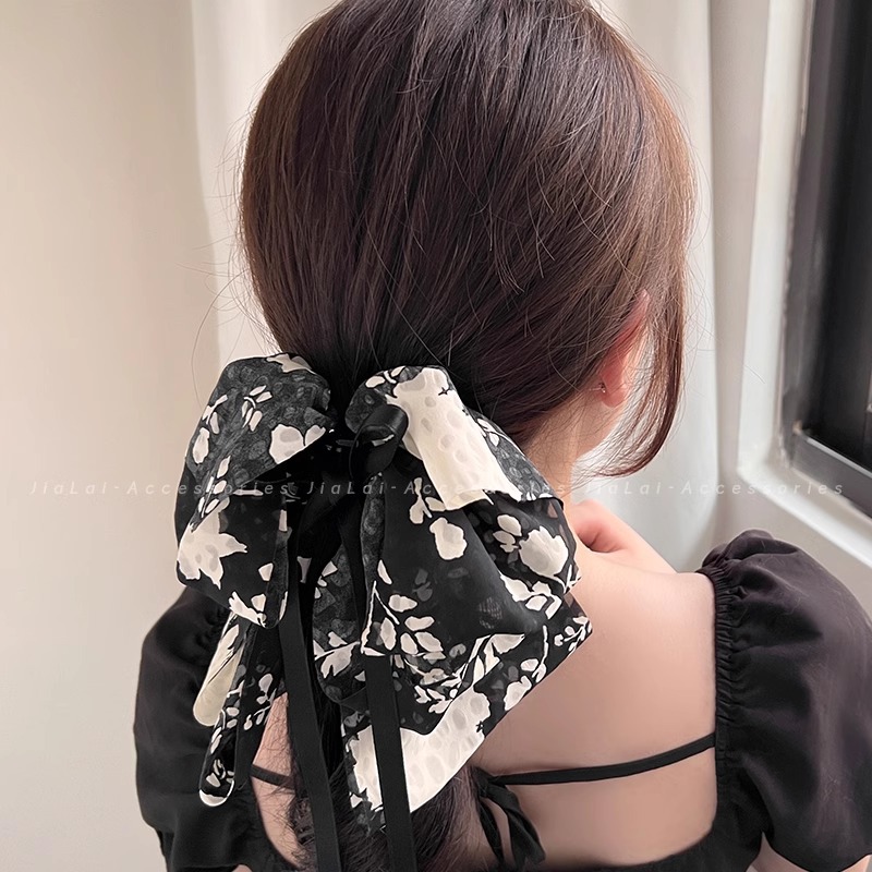 法式温柔气质蝴蝶结飘带抓夹显脸小后脑勺盘发发夹鲨鱼夹发饰夹子详情5