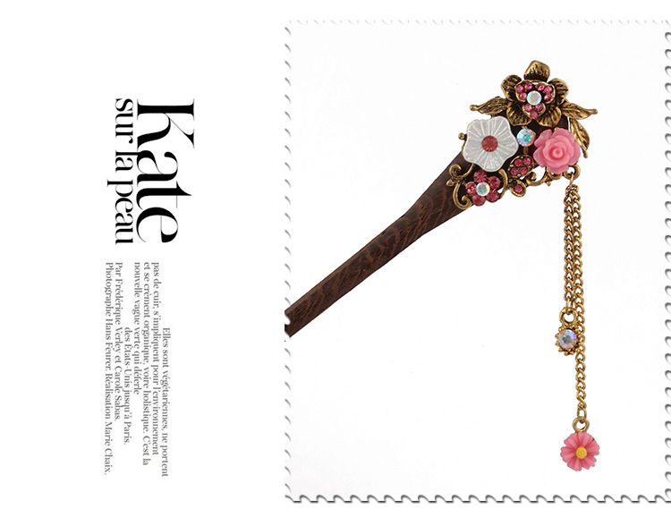 复古发簪 盘发头饰品古典发钗 女式步摇流苏鸡翅木簪子十元热销详情33