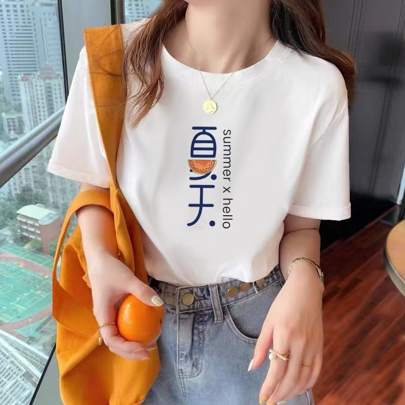 重磅纯棉短袖t恤女宽松百搭小众韩版上衣2023年夏季新款潮流女装详情34
