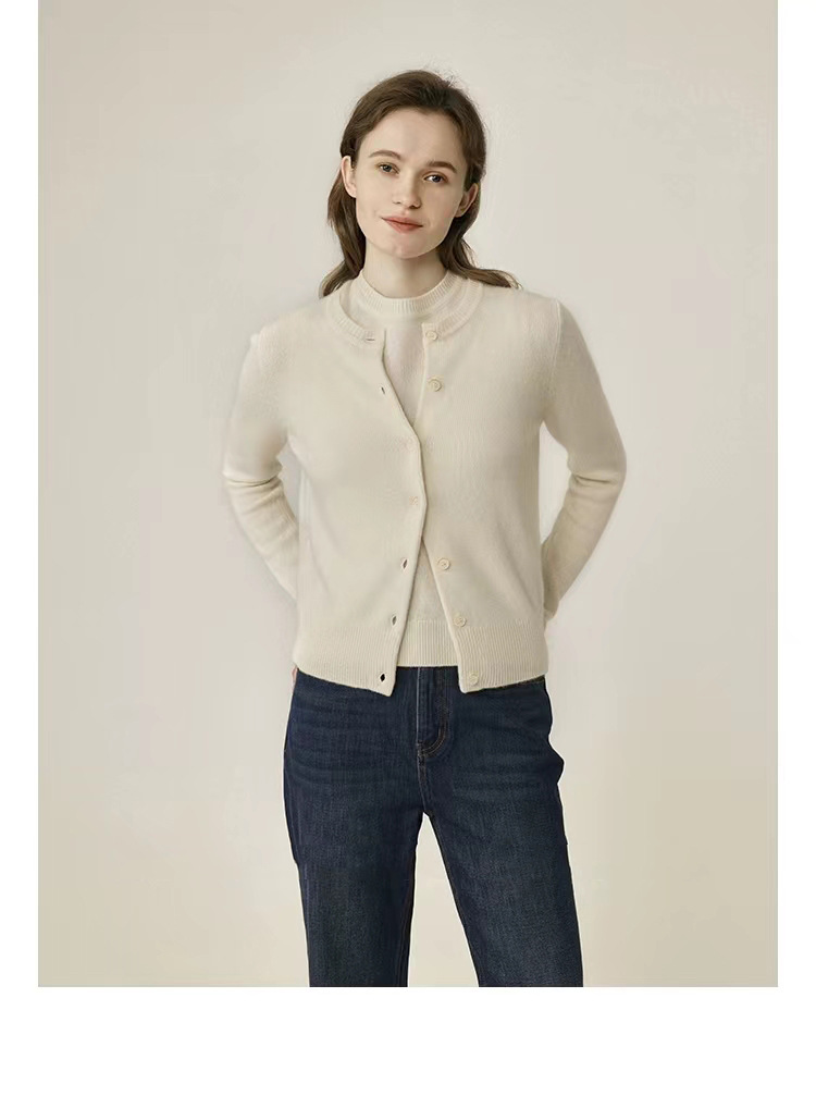 Qili Colorful Gemstone 12-color seamless one-piece Merino wool button cardigan, a versatile knitted long-sleeved top for commuting pic 45