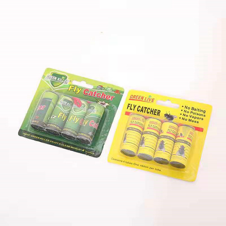 外贸出口粘蝇卷 苍蝇贴 苍蝇纸 粘蝇卷 4个装吸卡卡装详情1