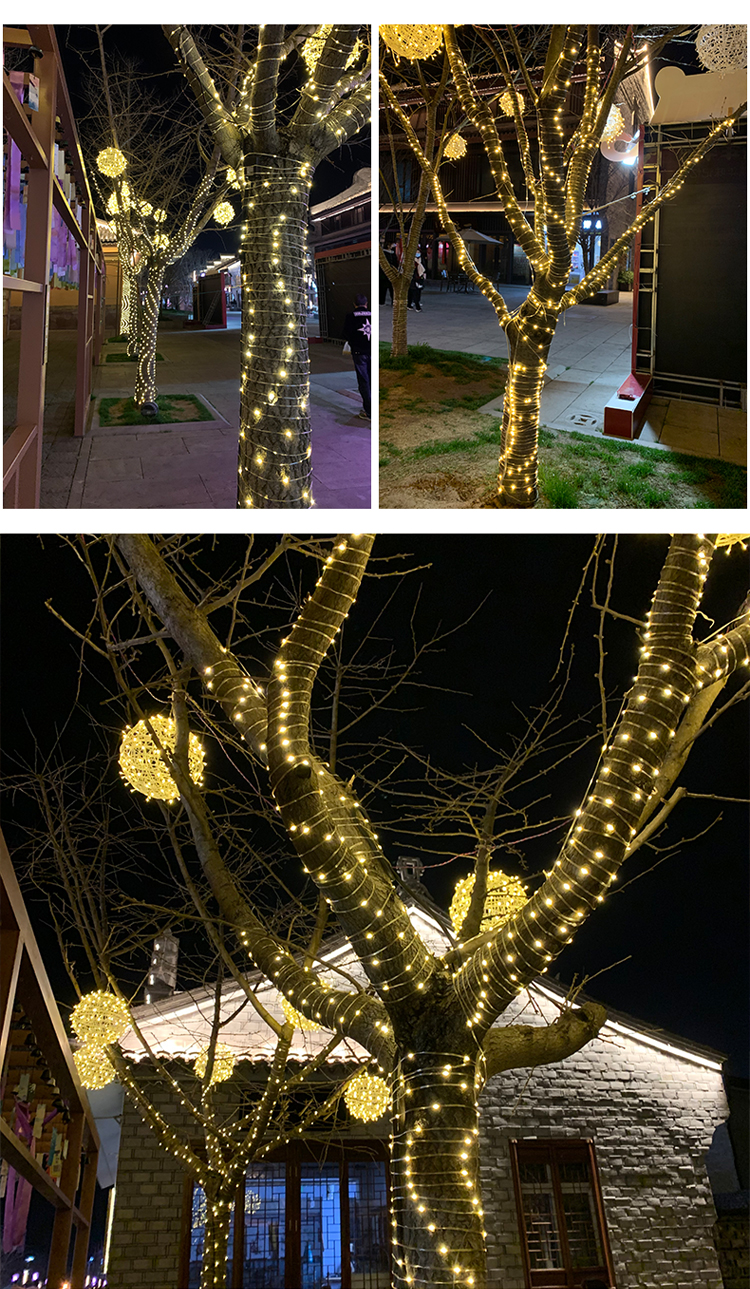 批发太阳能灯带皮线灯LED灯串户外防水彩灯庭院缠绕树灯闪灯装饰详情4