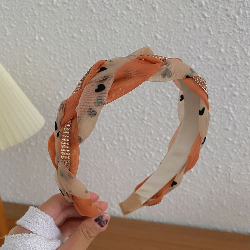 High-end mesh diamond-encrusted hairband, color-blocked twisted headband, wide-edge checkered outside-pressing hairpin, 2023 Internet celebrity new style pic 22