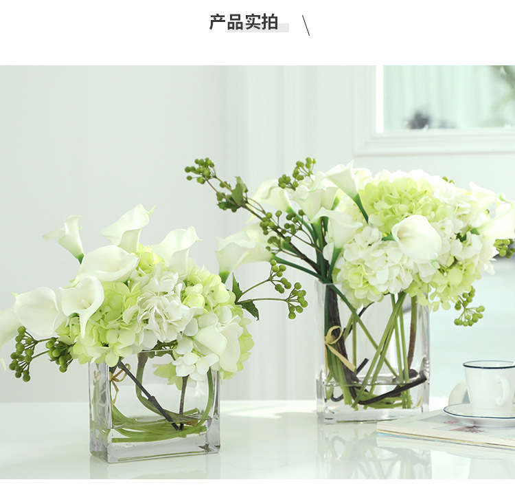 Square VAT glass vase, transparent hydroponic lucky bamboo lily, flat VAT square vase, floral art, living room flower arrangement ornaments pic 5