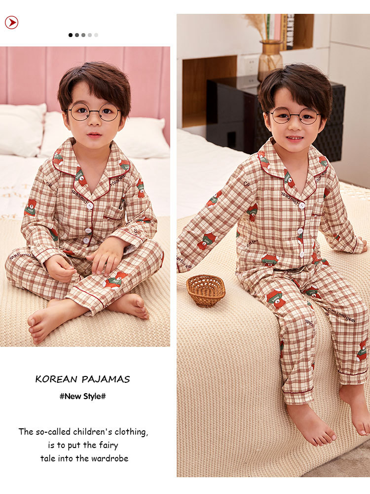 儿童睡衣女孩春夏长袖翻领牛奶丝套装开衫宝宝卡通外贸男童家居服详情16