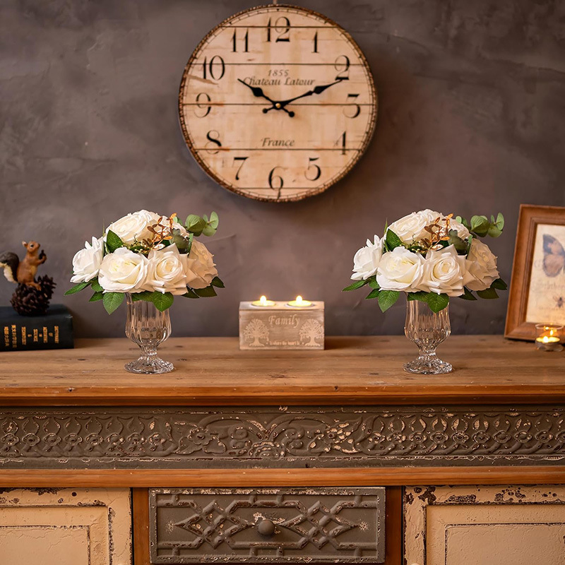 北欧ins高颜值罗马高脚风灯透明玻璃花瓶水养鲜花插花器餐桌摆件详情2