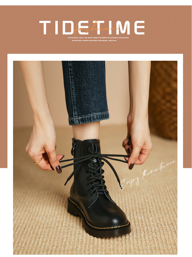 真皮马丁靴女新款秋冬季复古经典英伦风小短靴百搭休闲厚底单靴子详情1