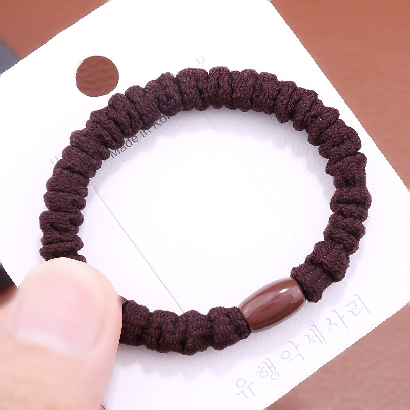 Simple and sweet Japanese and Korean version pleated coffee-colored hair bands, milk tea-colored rubber bands, student fashionable hair tie accessories pic 9
