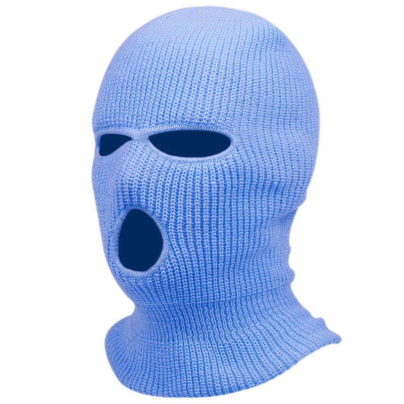 Winter gold coin needle three-hole knitted cap, candy-colored woolen cap, outdoor cycling windproof face mask cap pic 13