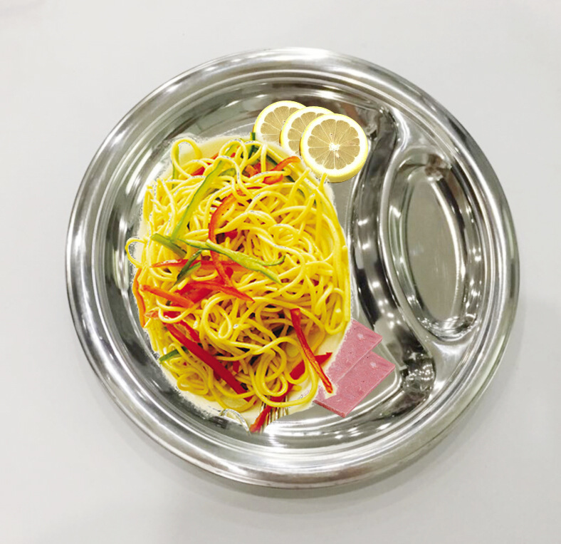 Factory direct sales of stainless steel dinner plates, stainless steel round tableware plates, round plates pic 3