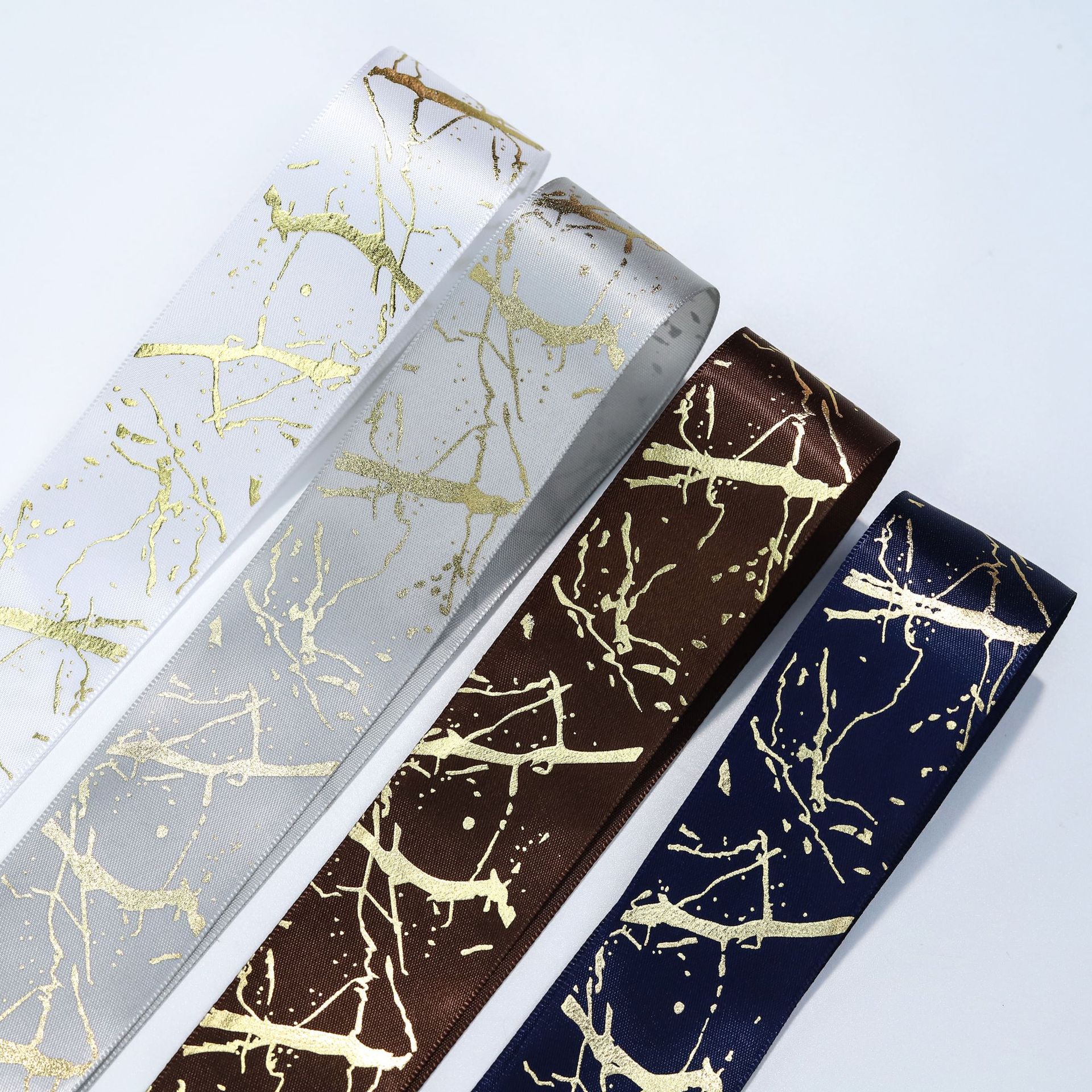 Lu De 2.5CM webbing with gilding, irregular pattern logo, white ribbon gilding, cake gift box, bow pic 12