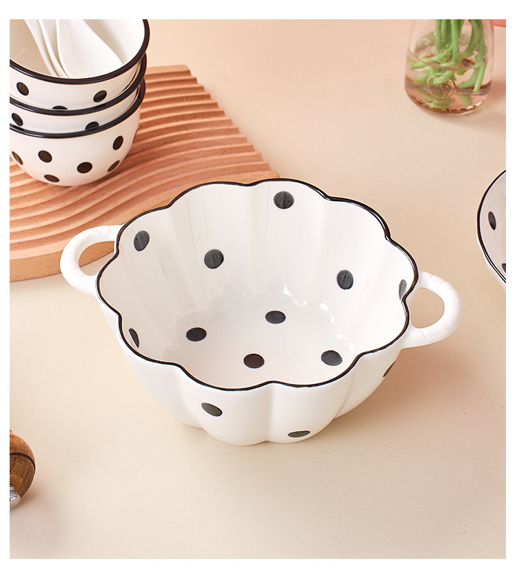 简约波点陶瓷碗套装餐具礼盒装碗勺碟家用餐具婚礼活动送礼详情10