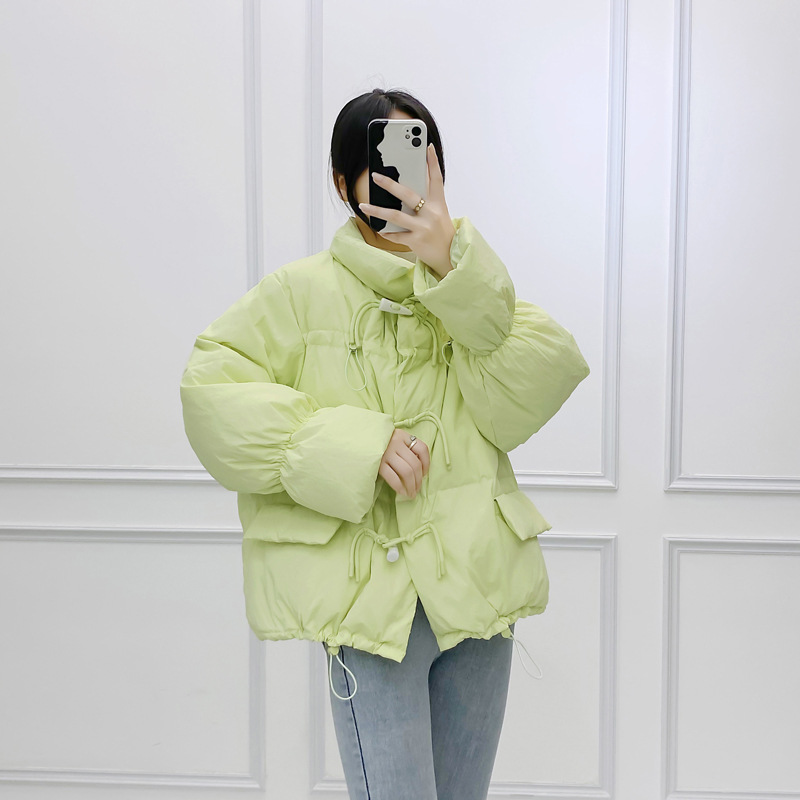 韩系仙女牛角扣羽绒服女洋气短款新款韩版宽松白鸭绒面包服外套潮详情32