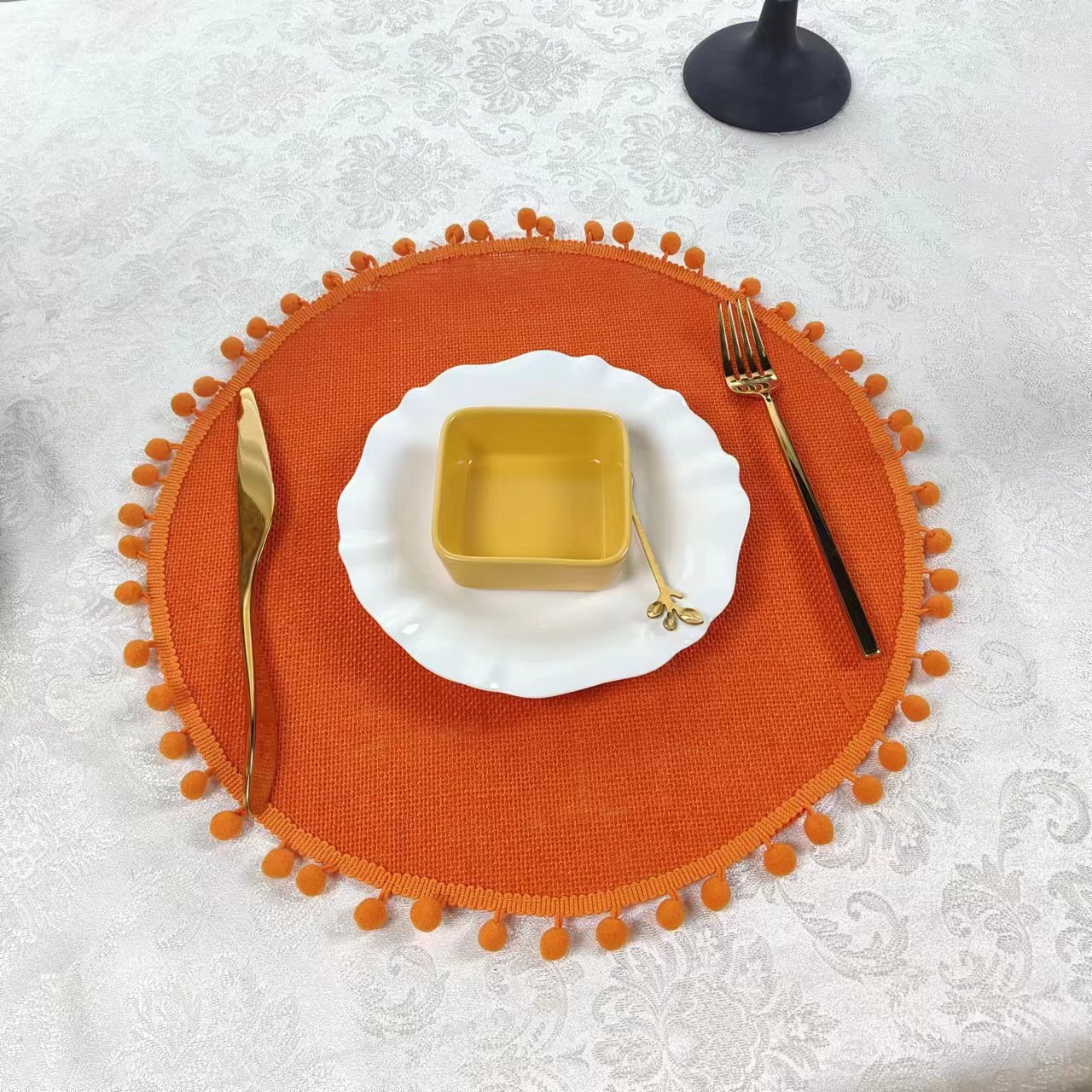 Soft Bohemian round tassel tableware, placemats, heat-insulating and heat-resistant dining table, pp ethnic style pilling, simple and elegant pic 5
