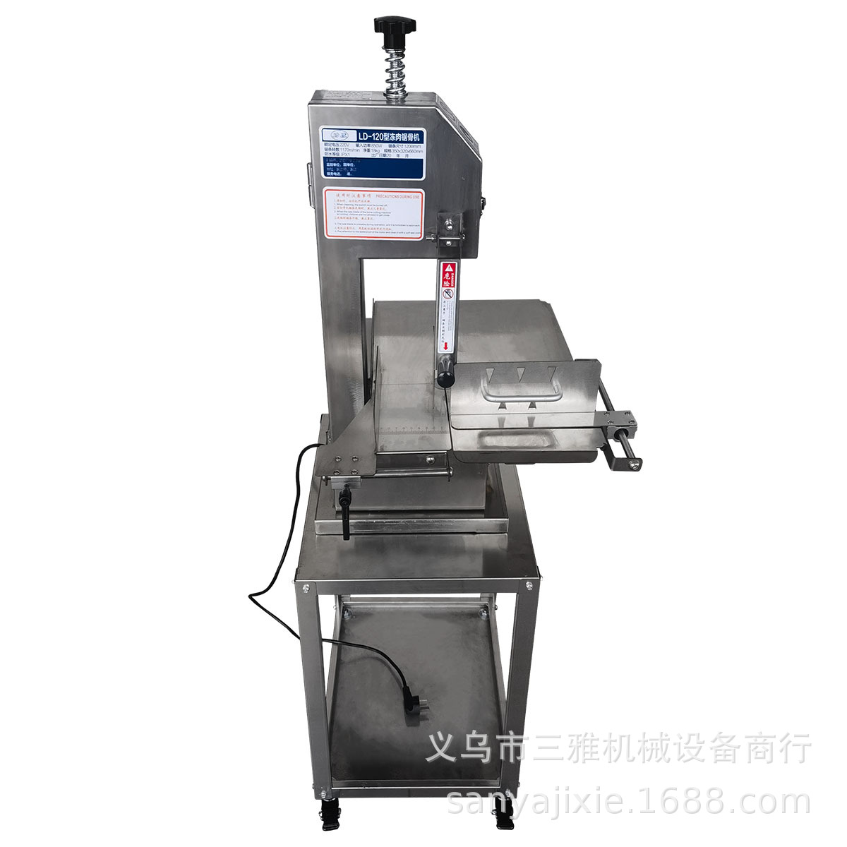 The 120-type commercial electric bone sawing machine for foreign trade, the rapid frozen meat and fish cutting machine, and the foreign trade waterproof stainless steel high-speed meat cutting machine are processing equipment for food factories pic 6