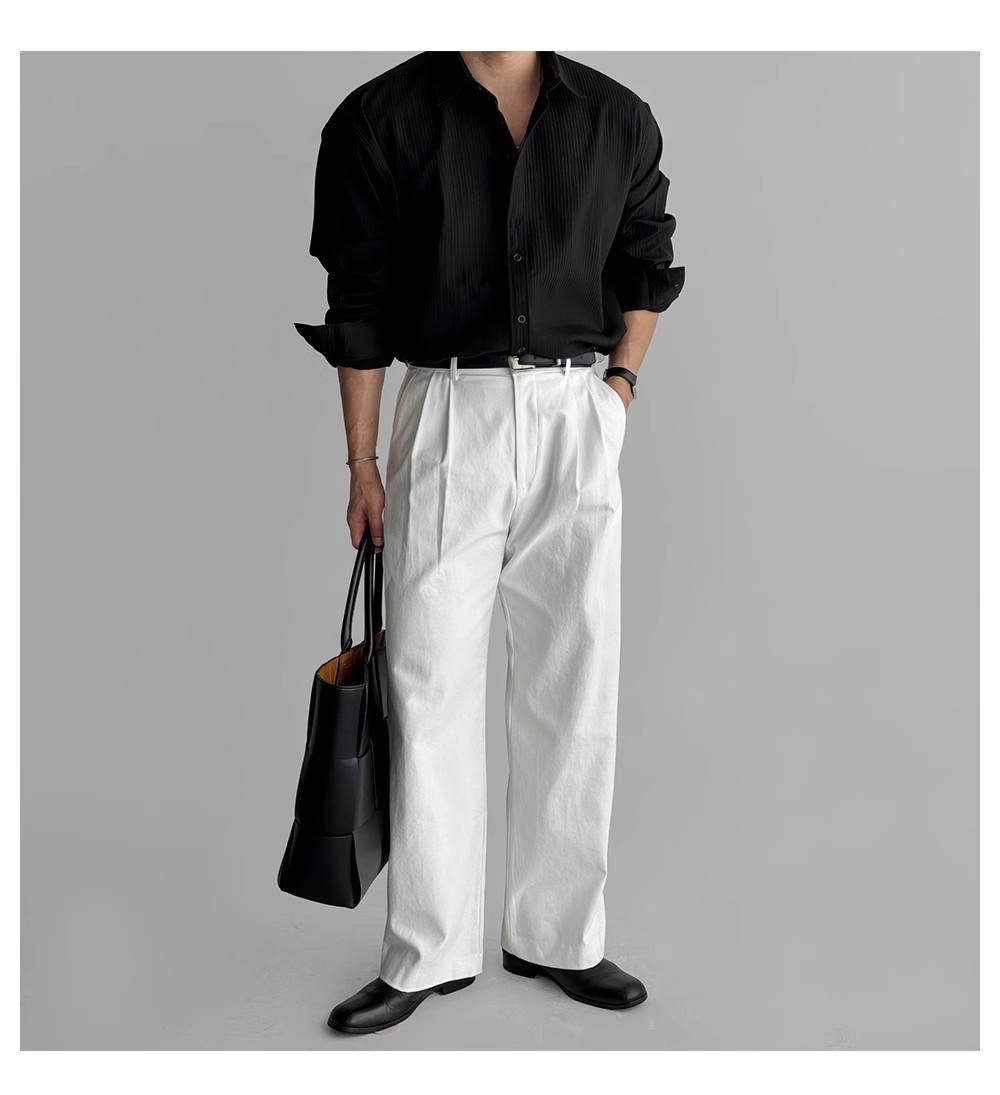 Black long-sleeved shirt for men, with a high-end vertical stripe texture, light mature style, inch shirt, versatile, no-iron casual business shirt pic 5