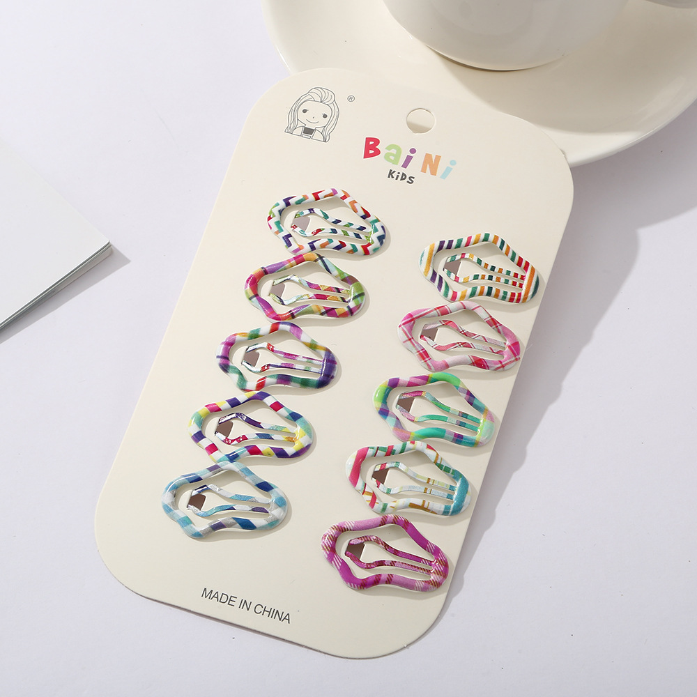 儿童发卡彩色系格纹异形bb夹女童发饰可爱宝宝刘海夹小女孩碎发夹详情7