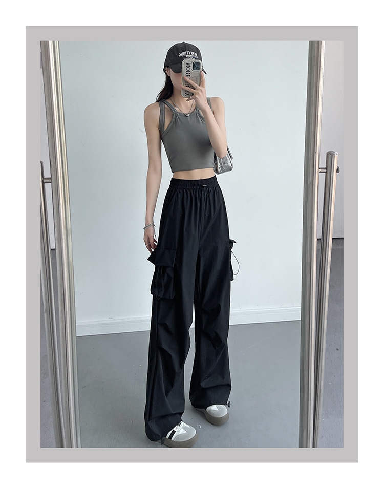 速干工装裤子女夏2024新款高腰小个子防晒显瘦降落伞冰丝阔腿裤女详情14