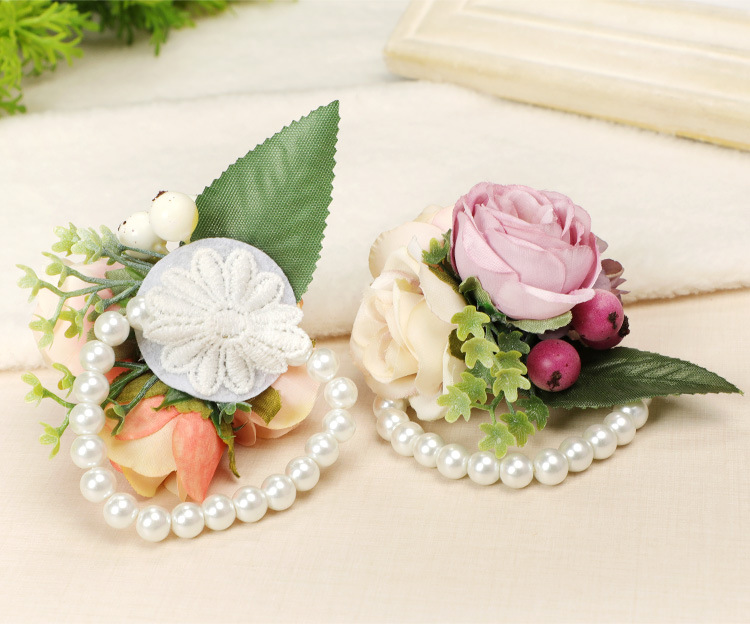 Wedding products: Super fairy-like Korean-style bride wrist flowers, bridesmaid sister groups, simulated flower wristbands, wholesale wedding supplies pic 12