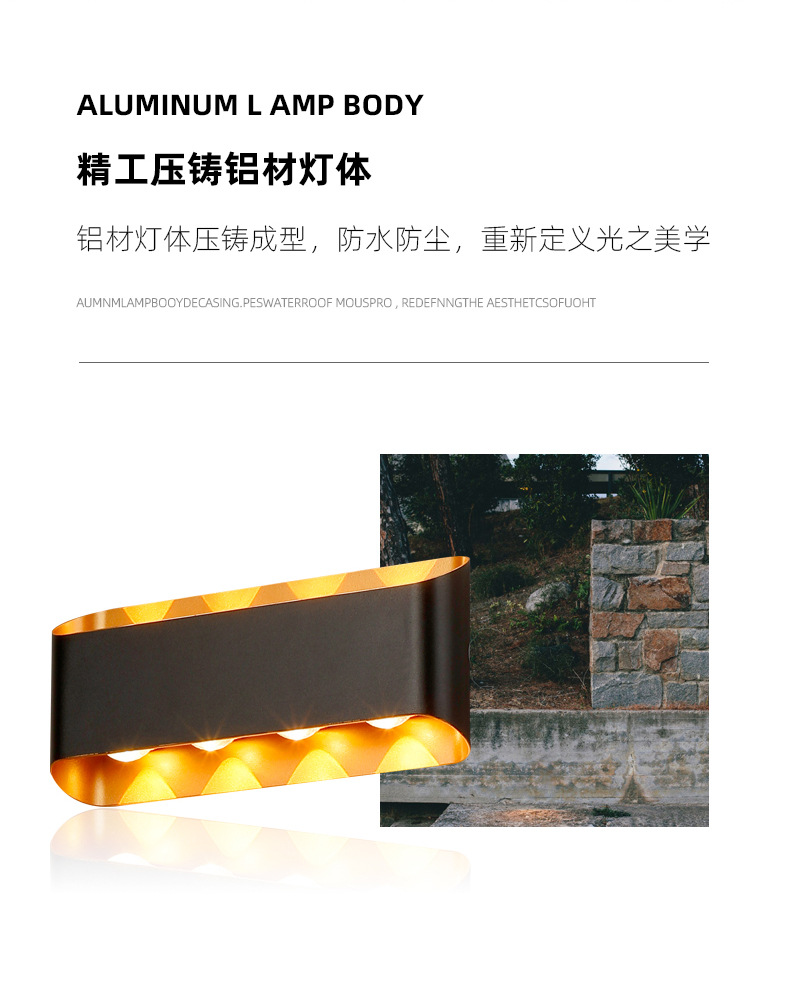 跨境新品LED户外壁灯创意别墅外墙庭院防水壁灯简约卧室过道灯详情4