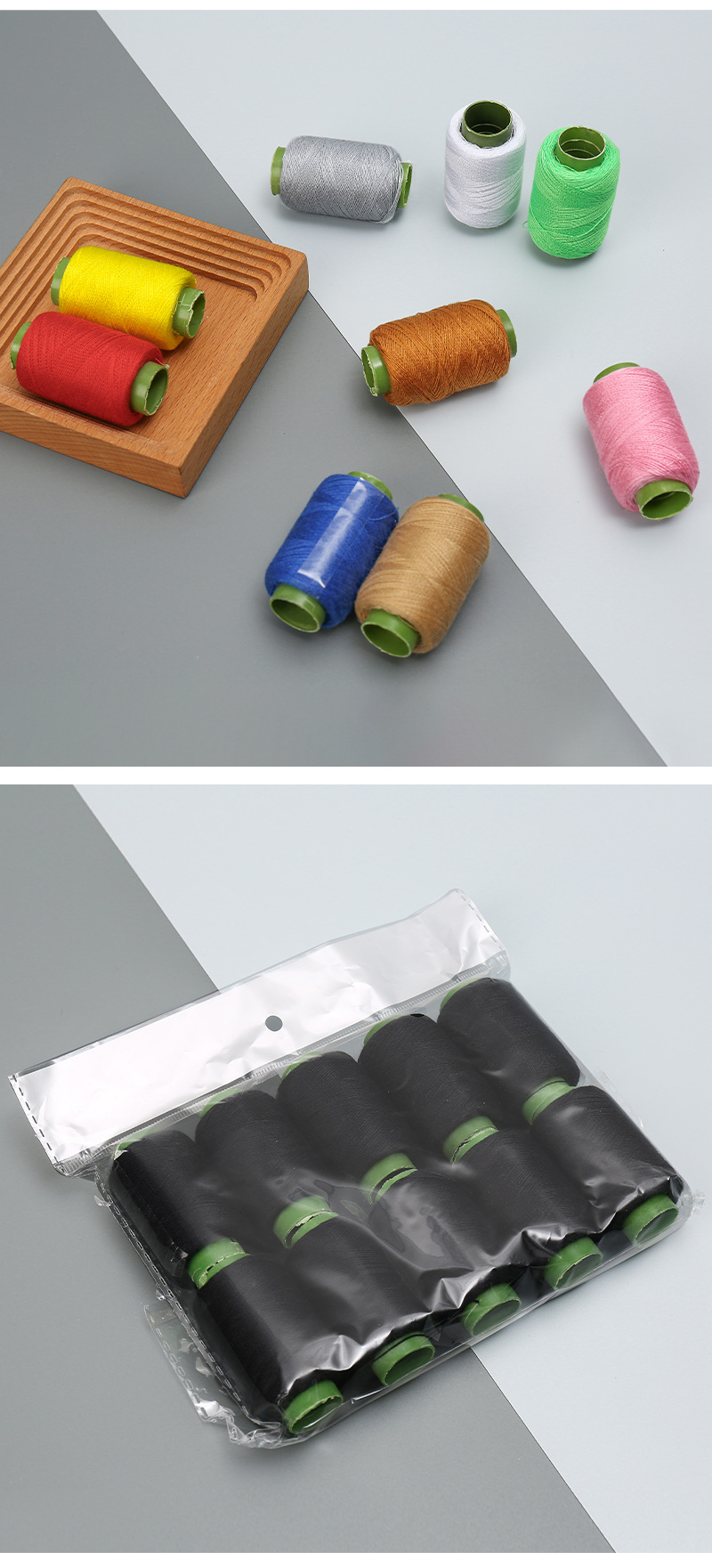 302 Color household small roll sewing thread, black, white and red pure color polyester thread, 10 pieces per pack, household hand sewing thread pic 22