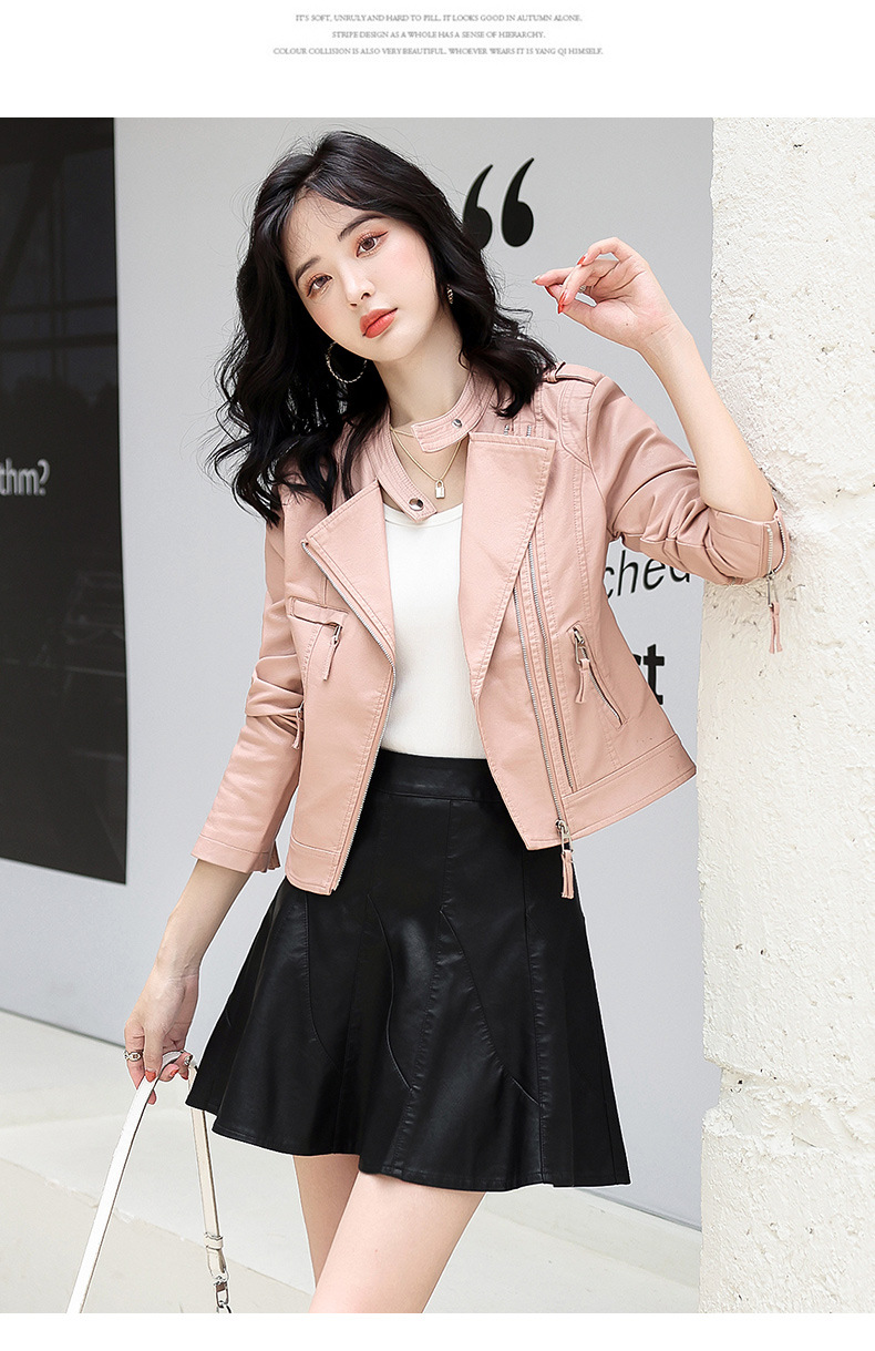 皮衣外套女春秋季2022年新款韩系宽松小个子pu皮休闲短款夹克上衣详情37