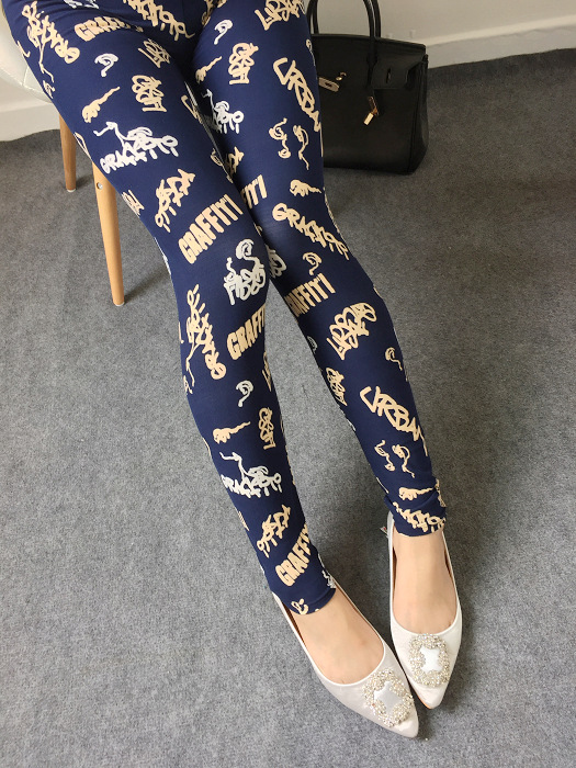 New spring dress, large-sized stretch, colorful star graffiti, personalized leggings for women pic 70