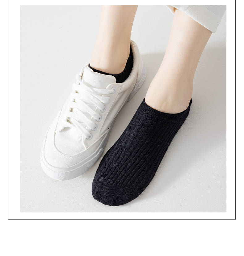 Double-needle socks, boat socks, women's spring and summer solid color all-cotton short socks, women's silicone anti-slip and non-dropping and shallow mouth invisible socks pic 15