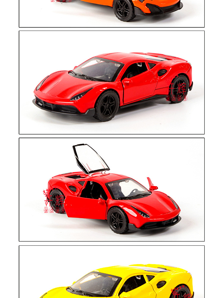 Cross border 1:36 alloy bugarambo superrun modelo para niños juguete coche pendular coche de fuerza tres puertas pic 8