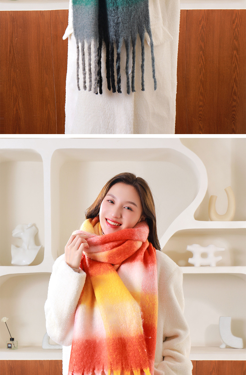 圈圈纱彩色AC格子围巾女冬季加厚保暖仿马海毛粗须仿羊绒披肩外贸详情14