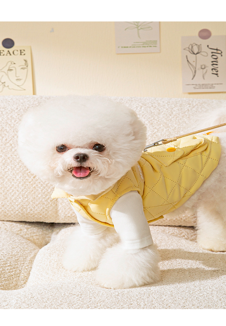 秋冬款小狗狗衣服加厚马甲泰迪比熊小型犬可牵引猫咪宠物保暖服装详情8
