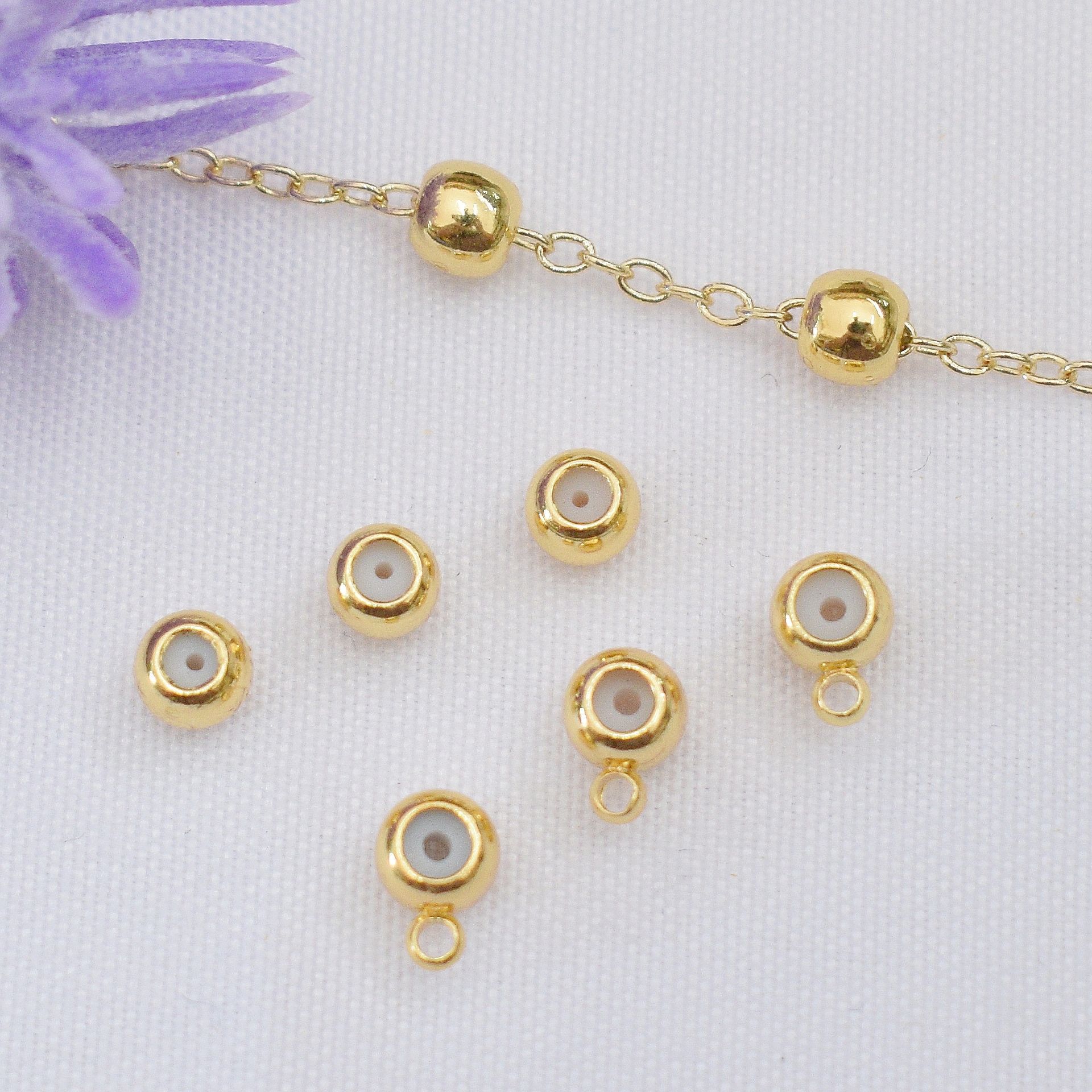 大号飞碟圆柱耳堵 14k真金保色耳帽耳塞配饰 diy手工耳饰耳堵批发详情1